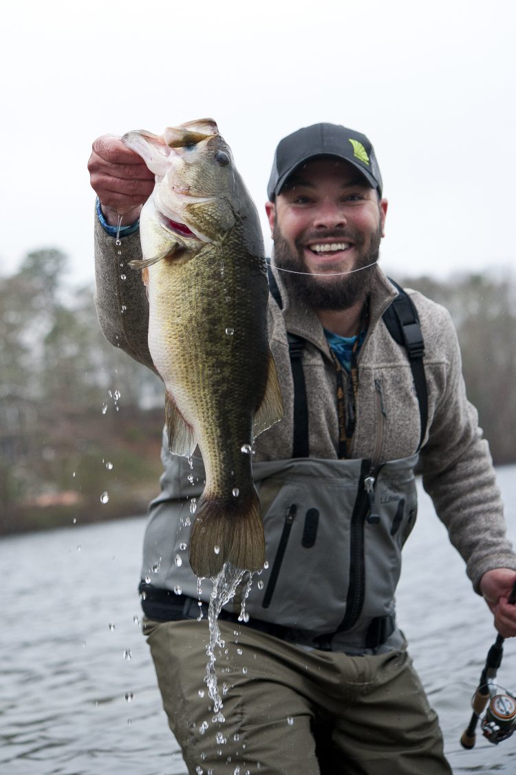 Anthony DeiCicchi posing with a mid-April largemouth bass.